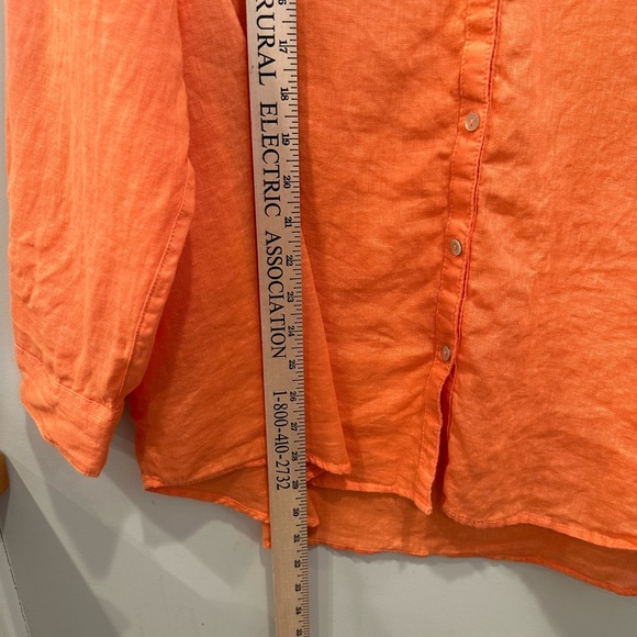 Sigrid Olsen Linen Blend Button-Down Shirt Tunic Top Roll Tab Sleeves Sz XL - Picture 7 of 11